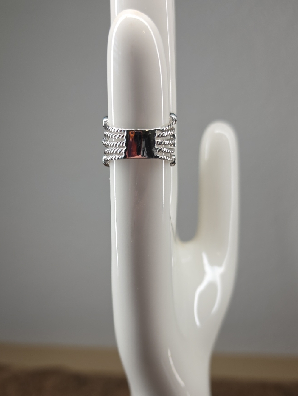 Vintage Multi-Color Confetti Oval Square Stone Multi Stack Silver Stackable Ring - Picture 4 of 7